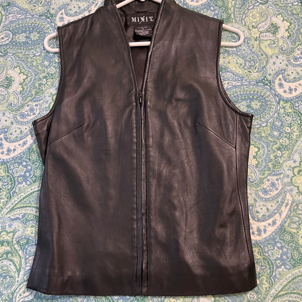 Black Leather Vest EUC